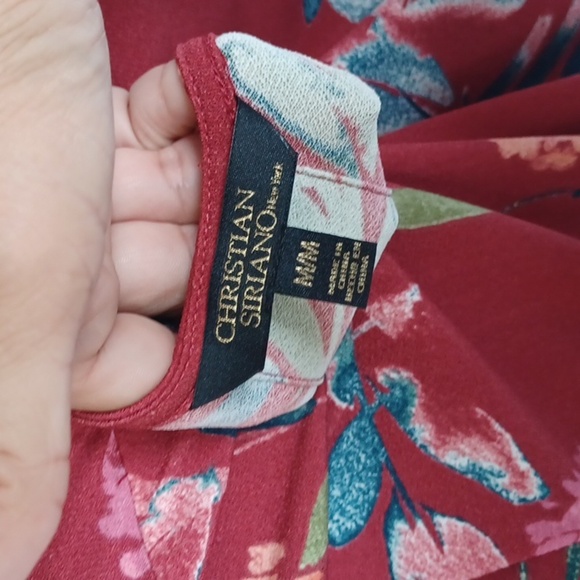 CHRISTIAN SIRIANO Women's Floral Print Knee-Length Dress Size M Red Stretchy - Picture 6 of 8